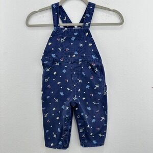 Vintage Carters Baby Toddler Boy Blue Animal Novelty Print Overalls 18-24 Months